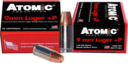 Atomic 454 Precision Craft Bonded Match Hollow Point  124 Grain 9mm Luger/Parabellum