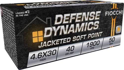 Fiocchi 46EXB Defense Dynamics Jacketed Soft Point JSP 40 Grain 4.6x30mm HK