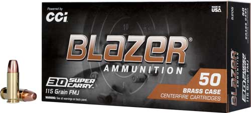 Blazer 5205 Brass Full Metal Jacket Flat Nose FMJFN 115 Grain .30 Super Carry