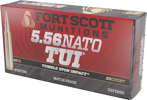 Fort Scott Munitions 556062SCV1 Tumble Upon Impact (TUI) Solid Copper Spun CS 62 Grain 5.56x45mm NATO