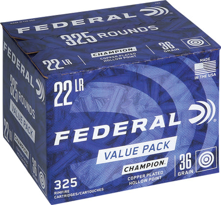 Federal 725 Champion Training Value Pack Copper Plated Hollow Point CPHP 36 Grain .22 Long Rifle