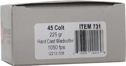 Underwood Ammo 731 Wadcutter Black Cherry Coated Hard Cast  225 Grain .45 Long Colt