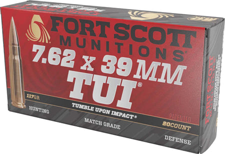 Fort Scott Munitions 7.62X39117SCV Tumble Upon Impact (TUI) Solid Copper Spun CS 117 Grain 7.62x39mm