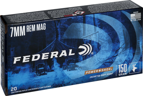 Federal 7RA PowerShok Jacketed Soft Point JSP 150 Grain 7mm Remington Mag