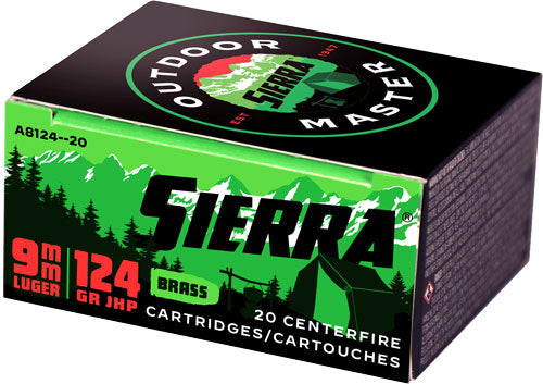 Sierra A812420 Outdoor Master Jacketed Hollow Point JHP 124 Grain 9mm Luger/Parabellum
