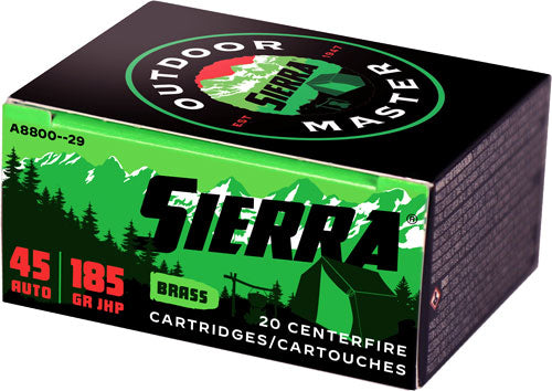 Sierra A880029 Outdoor Master Jacketed Hollow Point JHP 185 Grain .45 ACP/Auto