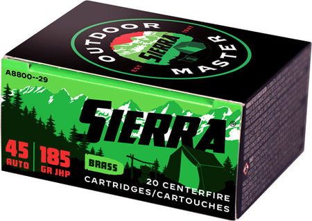 Sierra A880029 Outdoor Master Jacketed Hollow Point JHP 185 Grain .45 ACP/Auto