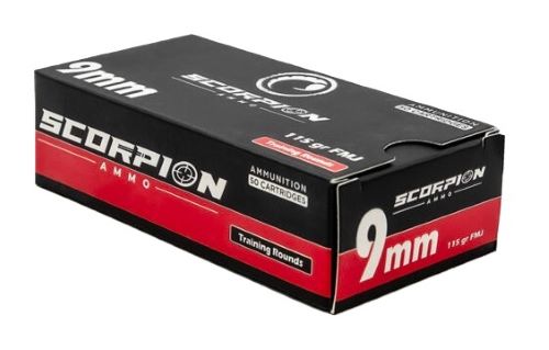 Scorpion 9mm Luger Full Metal Jacket(FMJ) 115 Grain - MADE IN THE USA.
