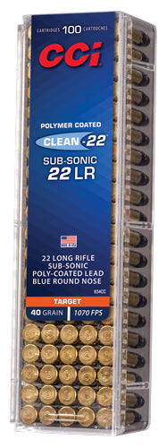 CCI Clean22 Rimfire Ammo 22 LR. 40 gr. Blue LRN 100 rd.