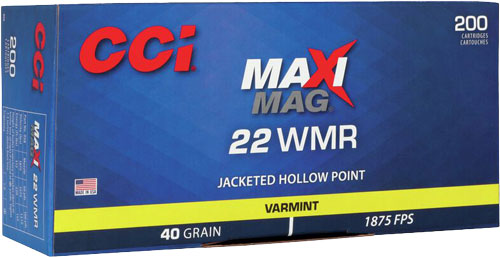 CCI 958 Maxi-Mag Varmint Jacketed Hollow Point JHP 40 Grain .22 WMR