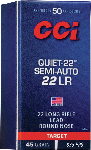 CCI 975CC Quiet-22 Lead Round Nose LRN 45 Grain .22 Long Rifle