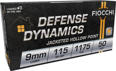 Fiocchi 9APHP Defense Dynamics Jacketed Hollow Point JHP 115 Grain 9mm Luger/Parabellum