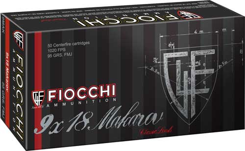 Fiocchi Heritage 9mm Makarov 95 gr FMJ ammo