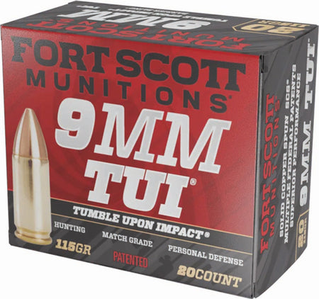 Fort Scott Munitions 9MM115SCV Tumble Upon Impact (TUI) Solid Copper Spun CS 115 Grain 9mm Luger/Parabellum