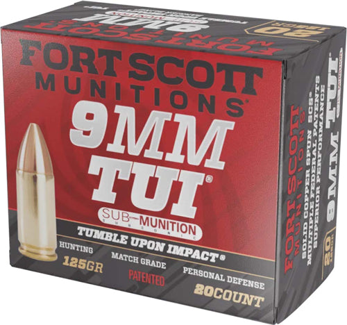 Fort Scott Munitions 9MM125SCVSS Tumble Upon Impact (TUI) Solid Copper Spun CS 125 Grain 9mm Luger/Parabellum