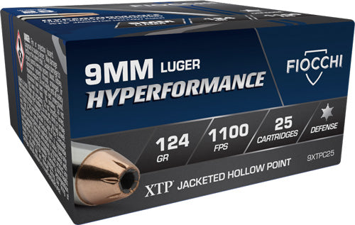 Fiocchi 9XTPC25 Hyperformance Hornady XTP Hollow Point HP 124 Grain 9mm Luger/Parabellum