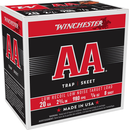 Winchester AA Target Low Recoil 20 Gauge 2.75 in / 2.75 in #8 7/8 oz
