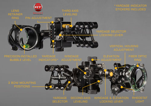 Trophy Ridge React Alpha 1-Pin .019 Bow Sight Right Hand Black