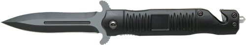 ABKT Black Stiletto Assisted Opening Folding Knife 3.5" Blade with Glass Breaker