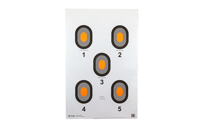 Action Target Bulls-Eye Paper Target, 5 Bull's-Eye with Orange Center, 100 Per Box 530-OC-100