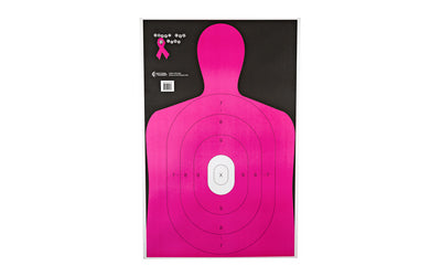 Action Target B-27E Shoot For The Cure Breast Cancer Awareness Pink Silhouette Target, 23"x35", 100 Per Box B-27E-NPT-100