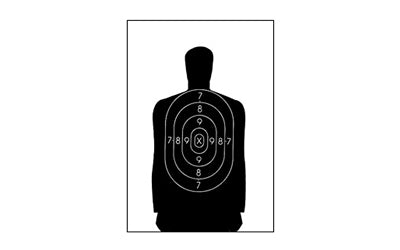 Action Target B-34 Qualification Target, 25 Yard B-27 Police Silhouette Reduction, Black, 17.5"x23", 100 Per Box
