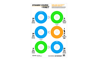 Action Target Game Series Dynamic Course of Fire 1 Target, Blue/Green/Orange, 23"x35", 100 Per Box GS-DCFIRE1-100