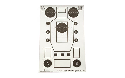Action Target M3 Strategies Multi-Purpose V3 Training Target, Black and White, 23"x35", 100 Per Box M3-MK3-100