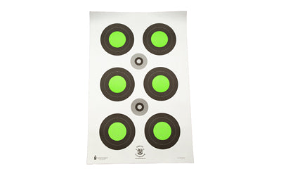 Action Target Trident Concepts Fluorescent Green Bull's-Eye Shooting Target, Green and Black, 100 Per Box TCT-MK3-MOD2-100