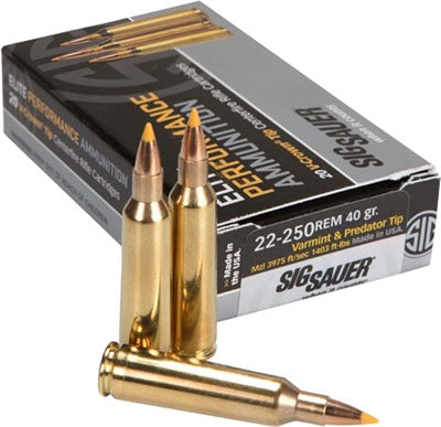 Sig Sauer Elite Hunting Varmint & Predator .22-250 Remington 40 gr PolyTip ammo