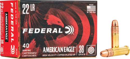 American Eagle AE22 Copper Plated/HV Copper Plated Hollow Point CPHP 38 Grain .22 Long Rifle