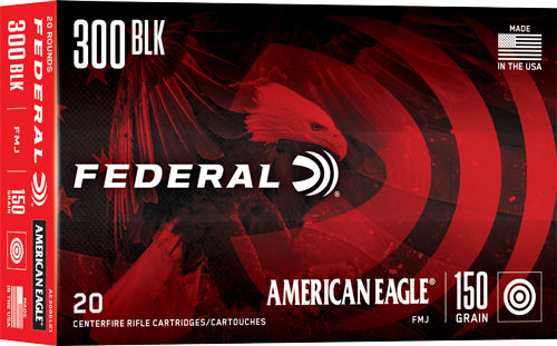 American Eagle AE300BLK1  Full Metal Jacket Boat Tail FMJBT 150 Grain .300 AAC Blackout