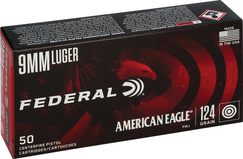 American Eagle AE9AP  Full Metal Jacket FMJ 124 Grain 9mm Luger/Parabellum
