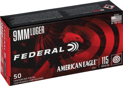 American Eagle AE9DP  Full Metal Jacket FMJ 115 Grain 9mm Luger/Parabellum