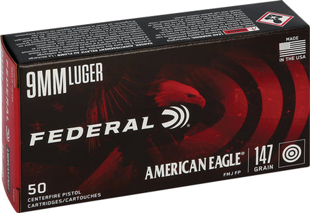 American Eagle AE9FP Subsonic Full Metal Jacket Flat Point  147 Grain 9mm Luger/Parabellum