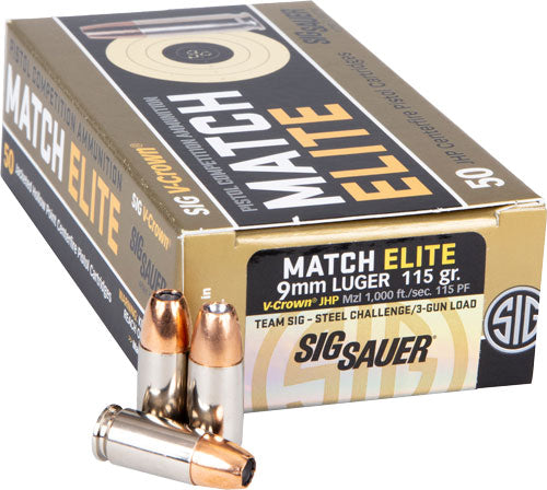 Sig Sauer Match Elite Competition V-Crown 9mm Luger / Parabellum 115 gr JHP ammo