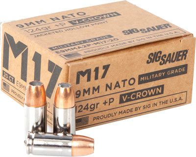 Sig Sauer Military Grade M17 V-Crown + P 9mm Luger / Parabellum 124 gr JHP ammo