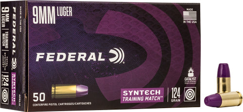 Federal AE9SJ4 Syntech LEAD-FREE Training Match Total Syntech Jacket Flat Nose  124 Grain 9mm Luger/Parabellum