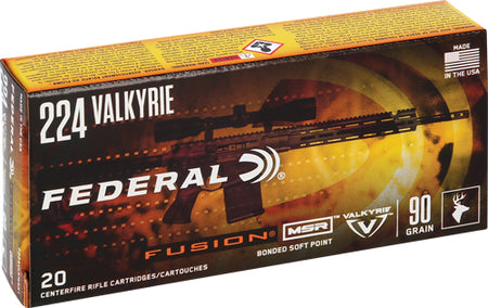 Federal F224VLKMSR1 MSR Boat Tail Fusion Soft Point FSP 90 Grain .224 Valkyrie