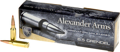 Alexander Arms AG129SSTBX Rifle Ammo 6.5 Grendel 129 gr Hornady SST (Balistic Tip)