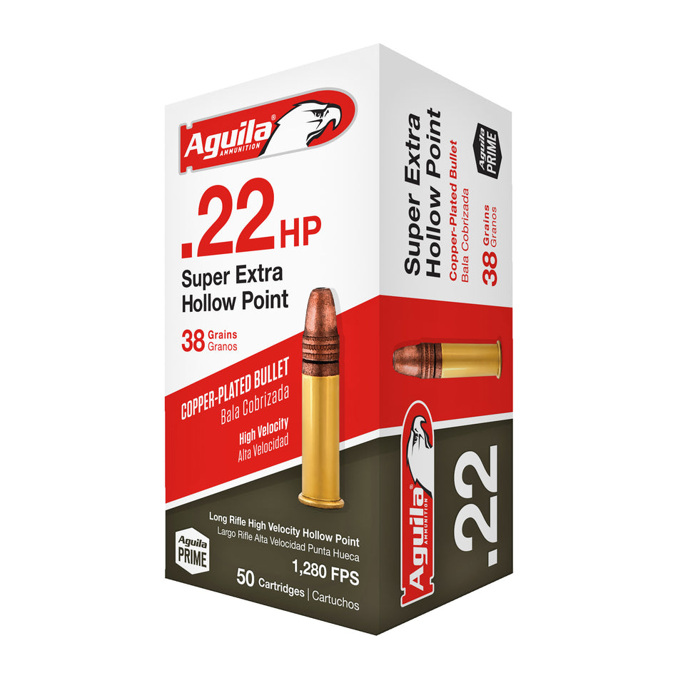 Aguila 1B220335 Super Extra High Velocity LEAD HOLLOW POINT  38 Grain .22 Long Rifle