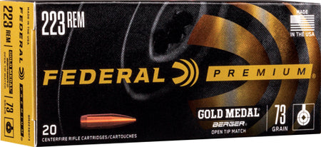 Federal GM223BH73 Premium Gold Medal Berger Open Tip Match  73 Grain .223 Remington