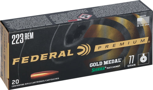 Federal GM223M3 Premium Gold Medal Sierra MatchKing Boat Tail Hollow Point BTHP 77 Grain .223 Remington
