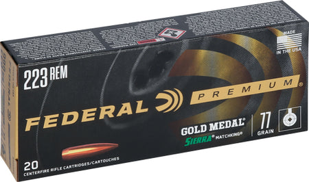 Federal GM223M3 Premium Gold Medal Sierra MatchKing Boat Tail Hollow Point BTHP 77 Grain .223 Remington