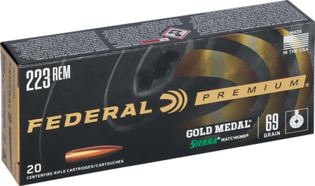 Federal GM223M Premium Gold Medal Sierra MatchKing Boat Tail Hollow Point BTHP 69 Grain .223 Remington