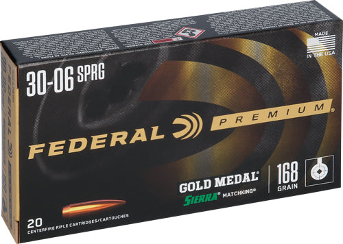 Federal GM3006M Premium Gold Medal Sierra MatchKing Boat Tail Hollow Point BTHP 168 Grain .30-06 Springfield