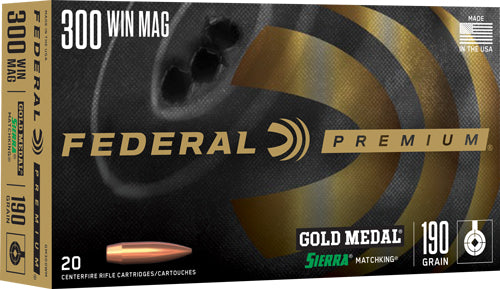 Federal GM300WM Premium Gold Medal Sierra MatchKing Boat Tail Hollow Point BTHP 190 Grain .300 Winchester Mag
