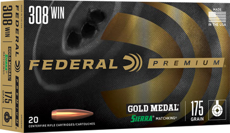 Federal GM308M2 Premium Gold Medal Sierra MatchKing Boat Tail Hollow Point BTHP 175 Grain .308 Win / 7.62x51mm