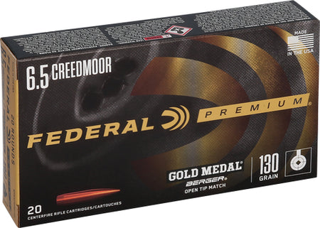 Federal GM65CRDBH130 Premium Gold Medal Berger Hybrid Open Tip Match  130 Grain 6.5mm Creedmoor