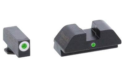 AmeriGlo I-Dot Night Sight Set for Glock 42 and 43, Green Tritium White Outline Front, Green Tritium Rear